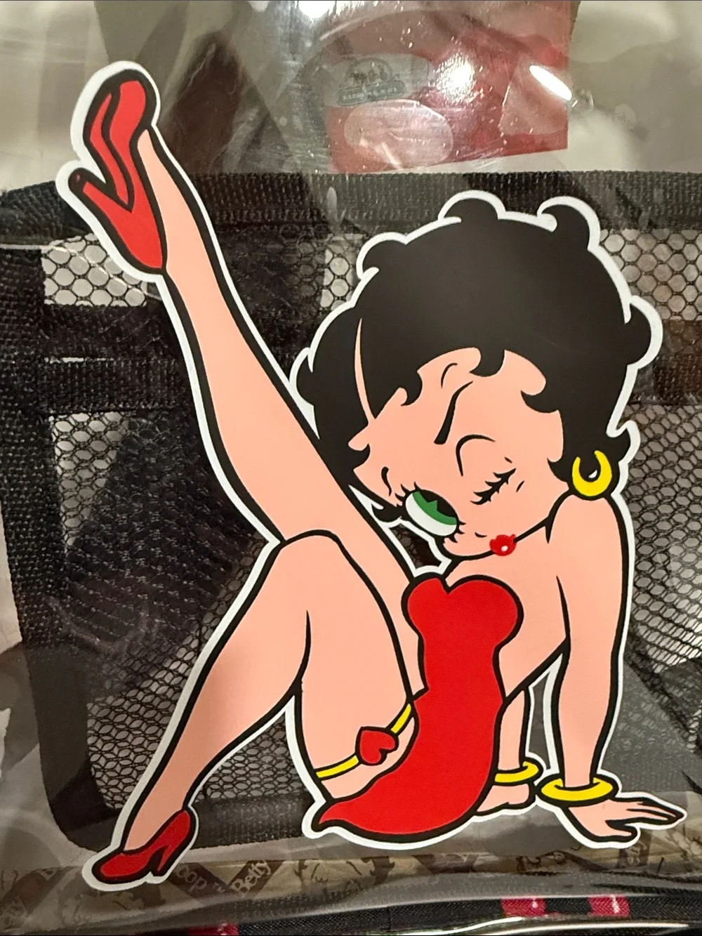 Betty Boop Large Clear Backpack with Black Trim and Red Graphic